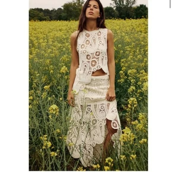 Zara Dresses & Skirts - ZARA ASYMMETRICAL CROCHET SKIRT